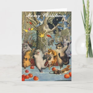 Vintage Noël dans la carte de voeux Woods