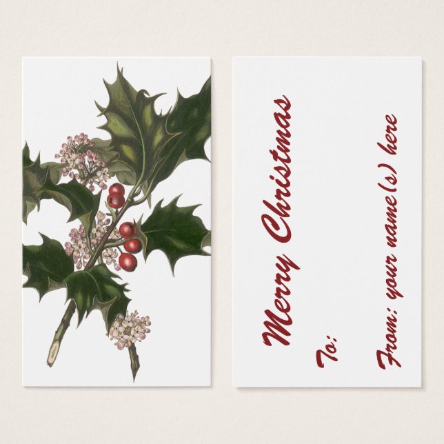 Vintage Noël, Green Holly Plante avec baies (Devant & derrière)
