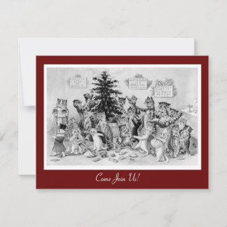 Vintage Noël Invitation - Chats de Wain