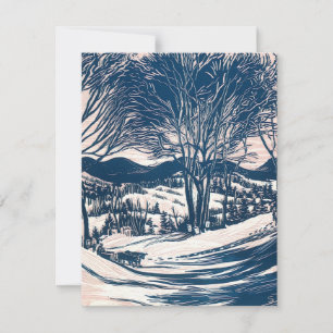 Vintage Noël, Mountain Landscape Invitation