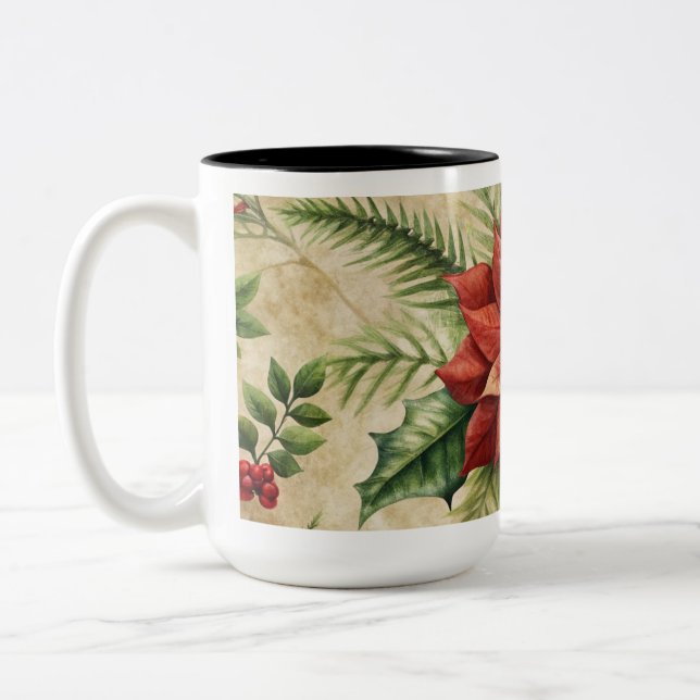 Vintage Noël Ornements Café Mug (Gauche)