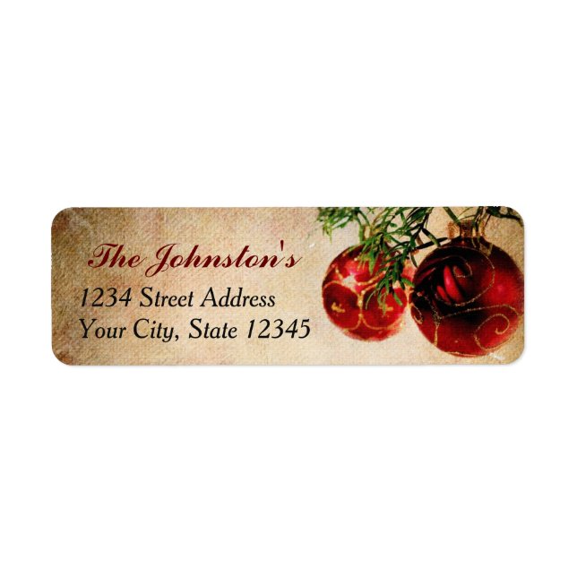 Vintage Noël Retourner l'adresse Étiquettes (Devant)