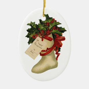 Vintage Noël Stocking en céramique ornement