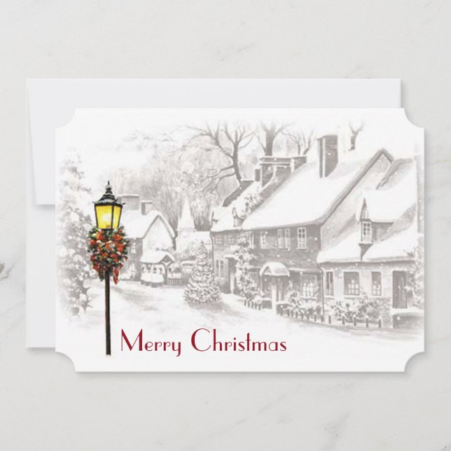 Vintage Noël Ville Fête Invitation (Devant)