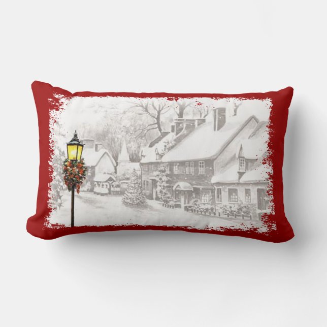 Vintage Noël Ville Lumbar Coussin (Recto)