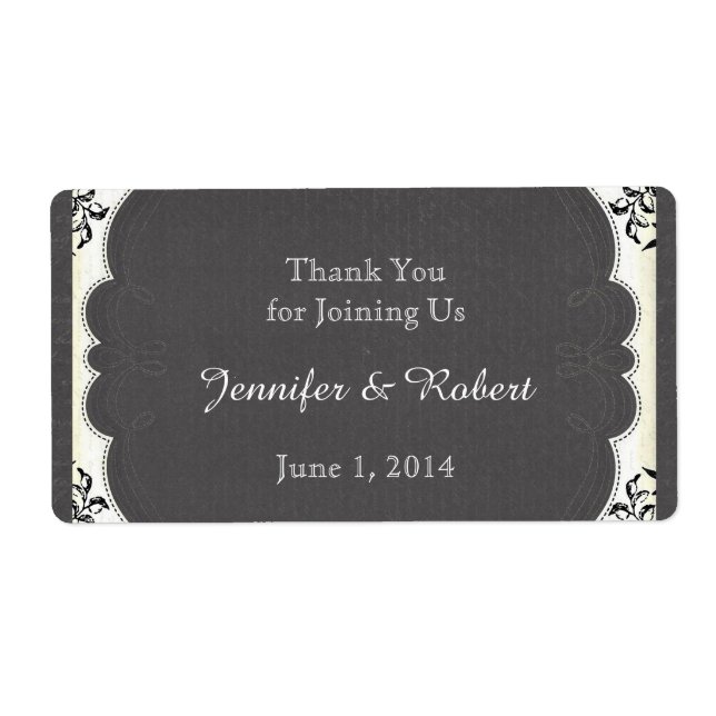 Vintage noir blanc Chalkboard Étiquette bouteille  (Devant)