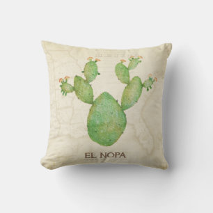 Vintage Nopal Kaktus Aquarell Kissen