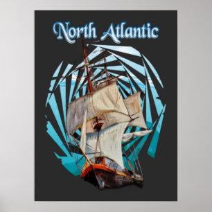 Vintage Nordatlantik-Reise Poster