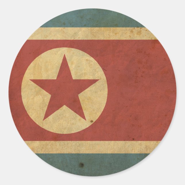 Vintage Nordkoreaflagge Runder Aufkleber (Vorderseite)
