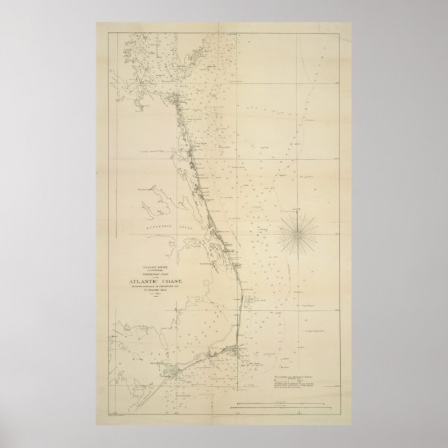 Vintage Nordküstenkarte Carolina und Virginia Poster (Vorne)