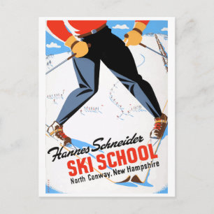 Vintage North Conway New Hampshire Skifahren Reise Postkarte