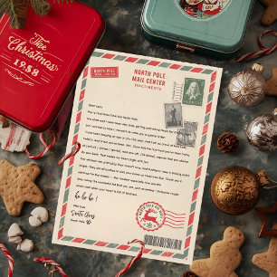 Vintage North Pole Postzentrum Personalisierter We Einladung