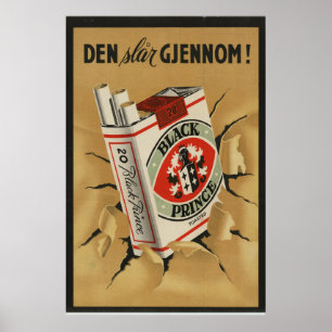 Vintage norwegische Zigarettenanzeige Poster