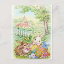 Vintage, nostalgic Easter bunnies Feiertagspostkarte
