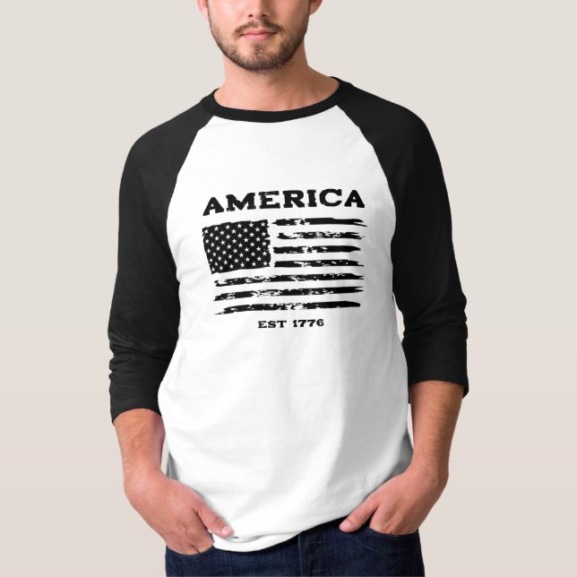 Vintage Not leidende amerikanische Flaggenbaseball T-Shirt (Vorderseite)