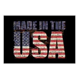 Vintage Not leidende US-Buchstaben und Flagge Poster