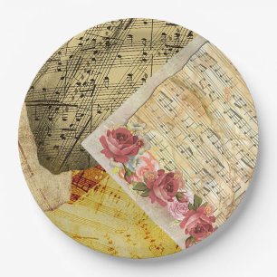 Vintage Noten, Klaviermusik Pappteller