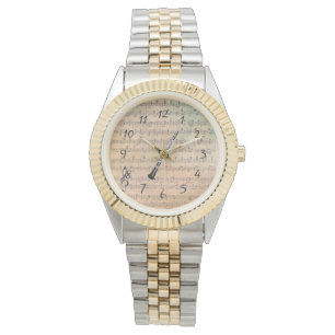 Vintage Noten mit Klarinette Armbanduhr