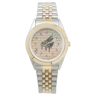 Vintage Noten mit Klavier Armbanduhr