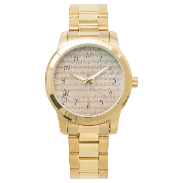 Vintage Noten mit Trombone Armbanduhr (Vorderseite)