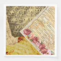 Vintage Noten, Musikhinweise, Klavier-Rose