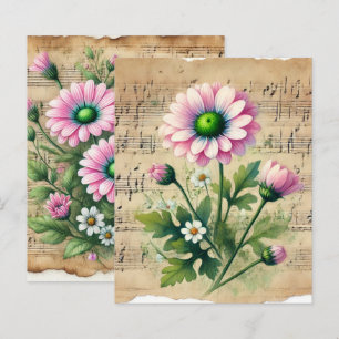 Vintage Noten Pink & Green Daisies Scrapbook