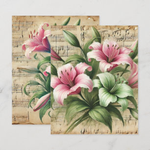 Vintage Noten Pink & Green Lilies Scrapbook