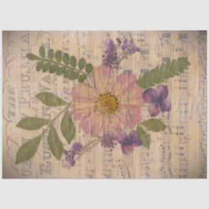 Vintage Noten und Blume decoupage paper Seidenpapier