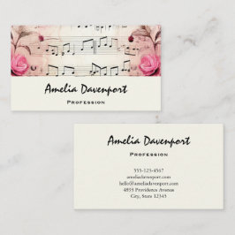 Vintage Noten und Rose Visitenkarte