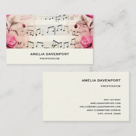 Vintage Noten und Rose Visitenkarte