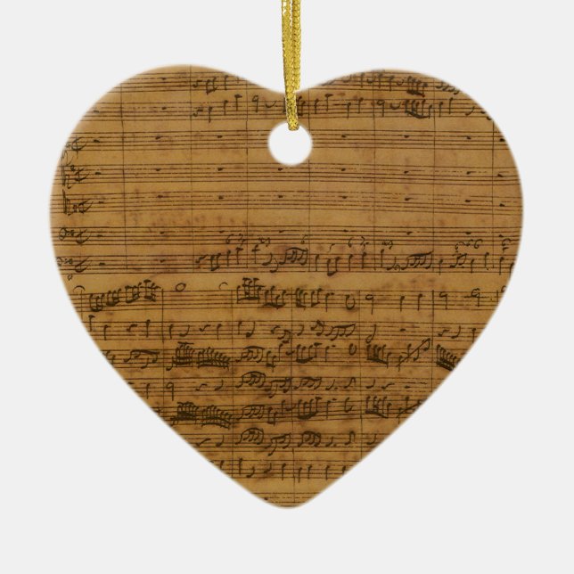 Vintage Noten von Johann Sebastian Bach Keramikornament (Vorne)