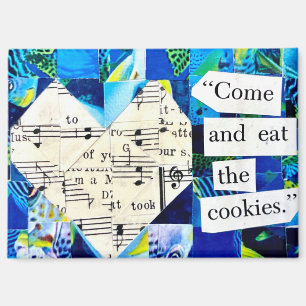 Vintage Notenblatt Herz Quilt Collage Kunst Magnet