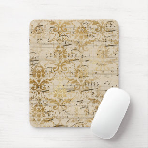Vintage Notenblatt in Gold Mousepad