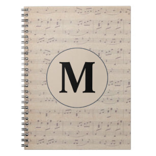 Vintage Notenblatt-Monogramm Notizblock