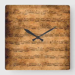 Vintage Notenmusik Quadratische Wanduhr