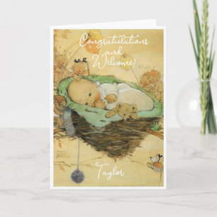 Vintage Nouveau bébé Félicitations Carte Plat
