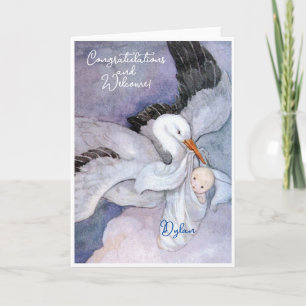 Vintage Nouveau bébé Félicitations Carte Plat