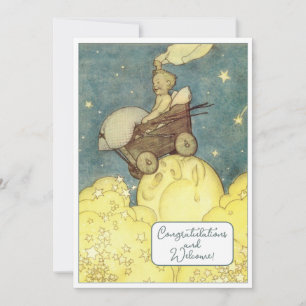 Vintage Nouveau bébé Félicitations Carte Plat