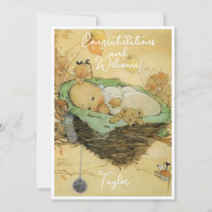 Vintage Nouveau bébé Félicitations Carte Plat