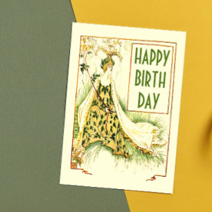 Vintage Nouveau Mädesüß Walter Crane Geburtstag Postkarte
