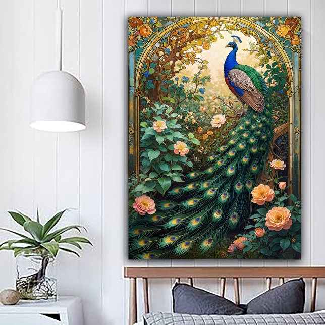 Vintage Nouveau Revival Peacock Window Poster (Von Creator hochgeladen)