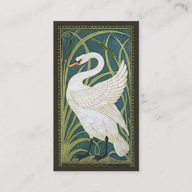 Vintage Nouveau Schwan-Geschäfts-Karte Visitenkarte (Vorderseite)