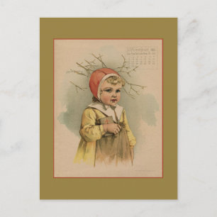Vintage November 1891 schöne Kinderzeichnung Postkarte
