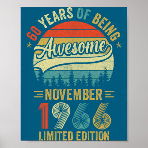 Vintage November 1966 60 Jahre Illustration Poster