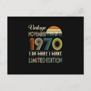 Vintage November 1970 Was ich will Limited Edition Einladungspostkarte