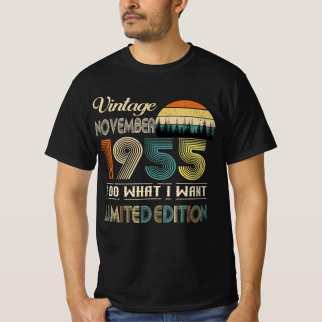 Vintage novembre 1955 T-Shirt style rétro Annivers (Devant)