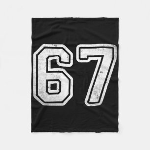 Vintage-Nummer #67 Weiße Sportmannschaft-Varsity-N Fleecedecke