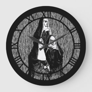 Vintage Nun Abbildung Große Wanduhr