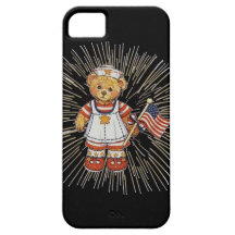 Vintage Nurse Bear with Modern White Fireworks