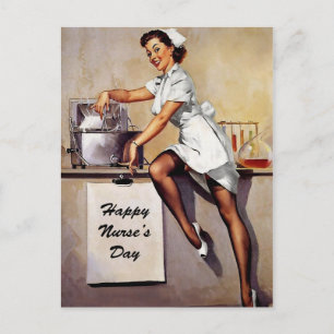 Vintage-Nurse-Tag-Postkarte Postkarte